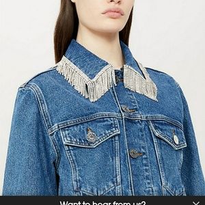 sandro denim jacket with rhinestone fringe